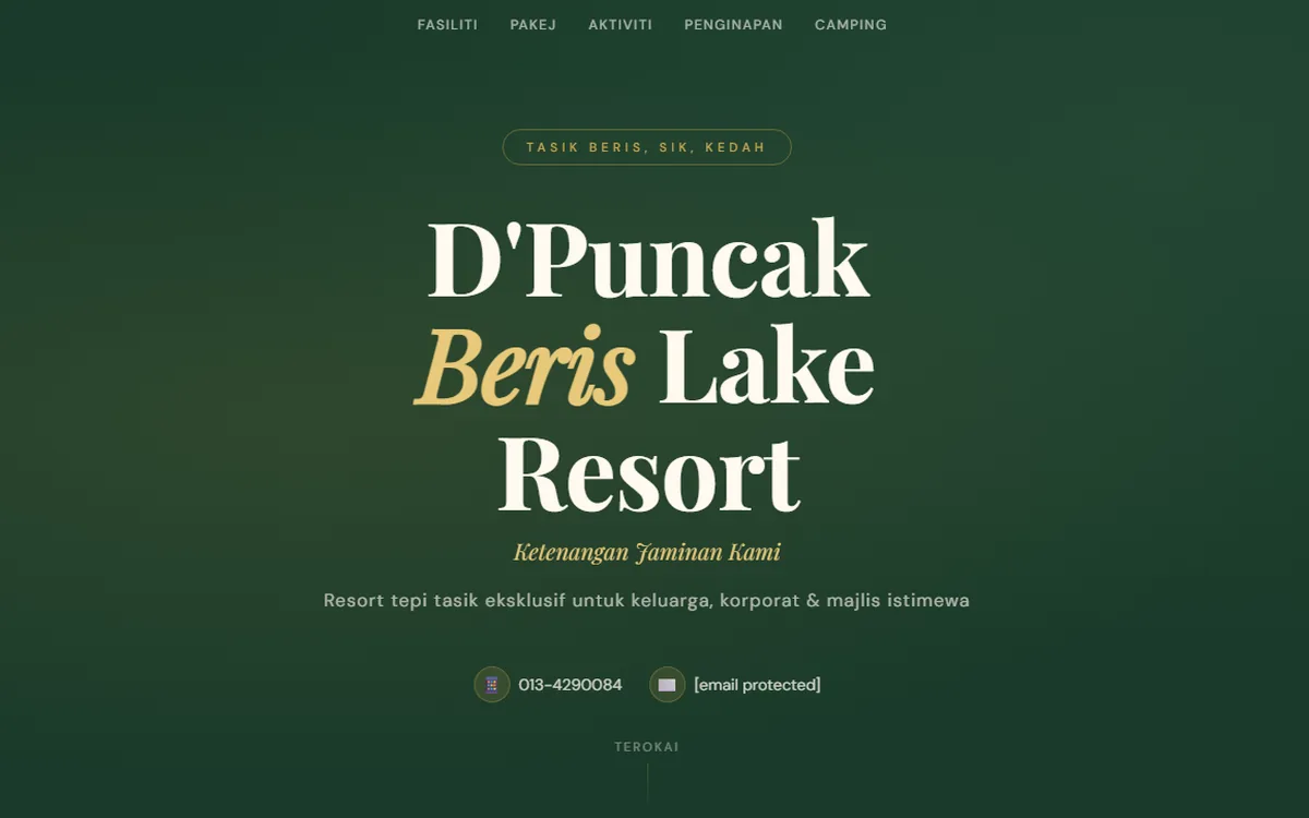 D'Puncak Beris booking conversion website preview